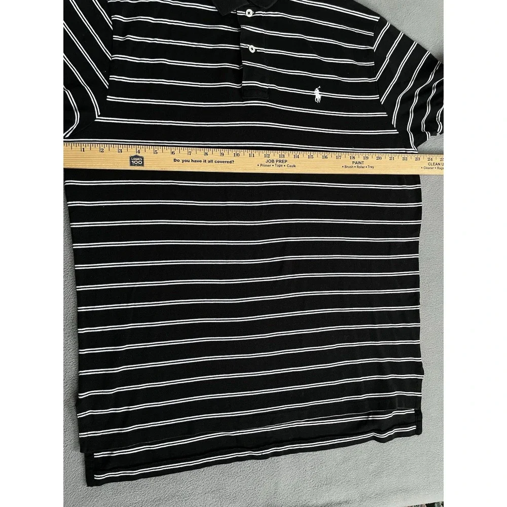 Polo Ralph Lauren Polo Shirt Mens Large Black Striped 100 Pima Cotton